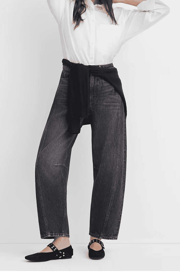 Rivete Seamed High Rise Barrel Jeans