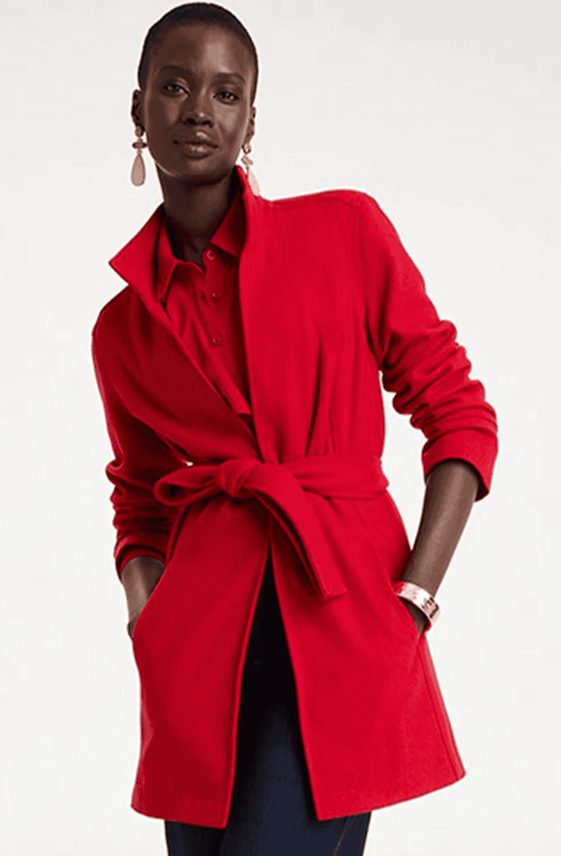 Melton Long-Sleeve Belted Jacket