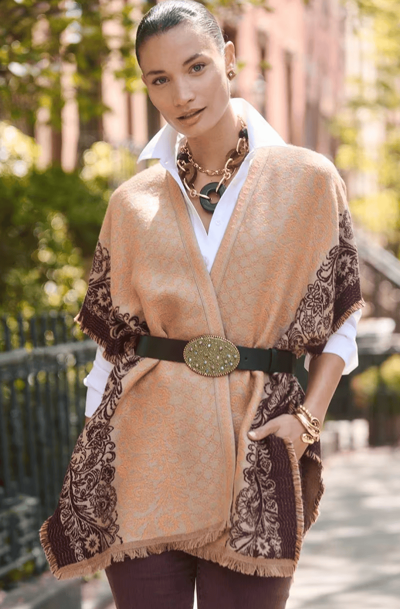 Paisley Fringe Reversible Ruana