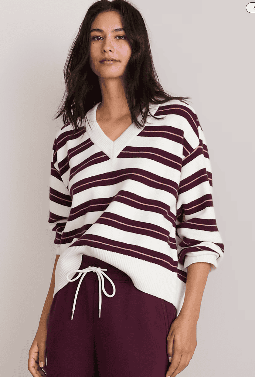 Striped Dreamstitch Oversized V-Neck Sweater