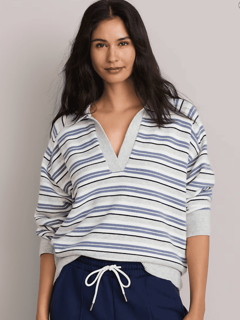 Striped Dreamstitch Polo Sweater