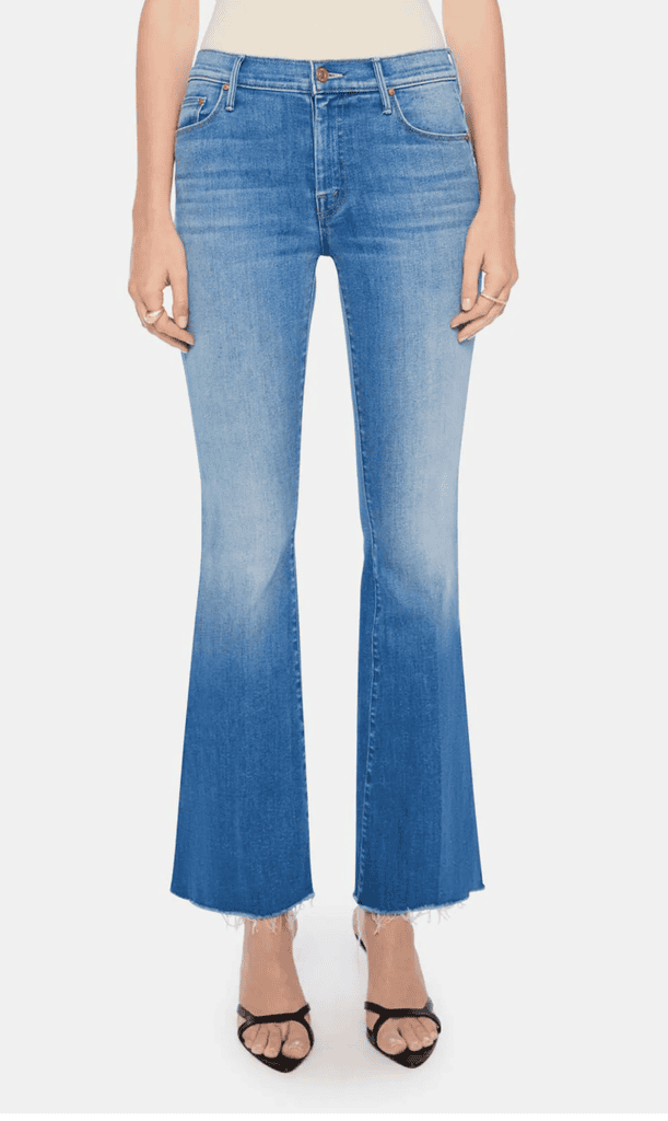 mother the weekend fray hem flare jeans