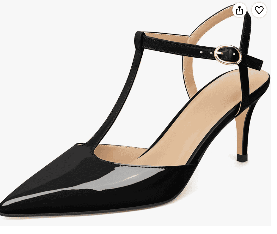 Black Kitten Heel Sandals