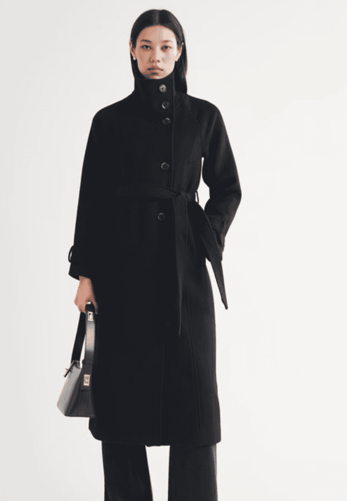 Abercrombie & Fitch Wool Blend Funnel Neck Long Coat