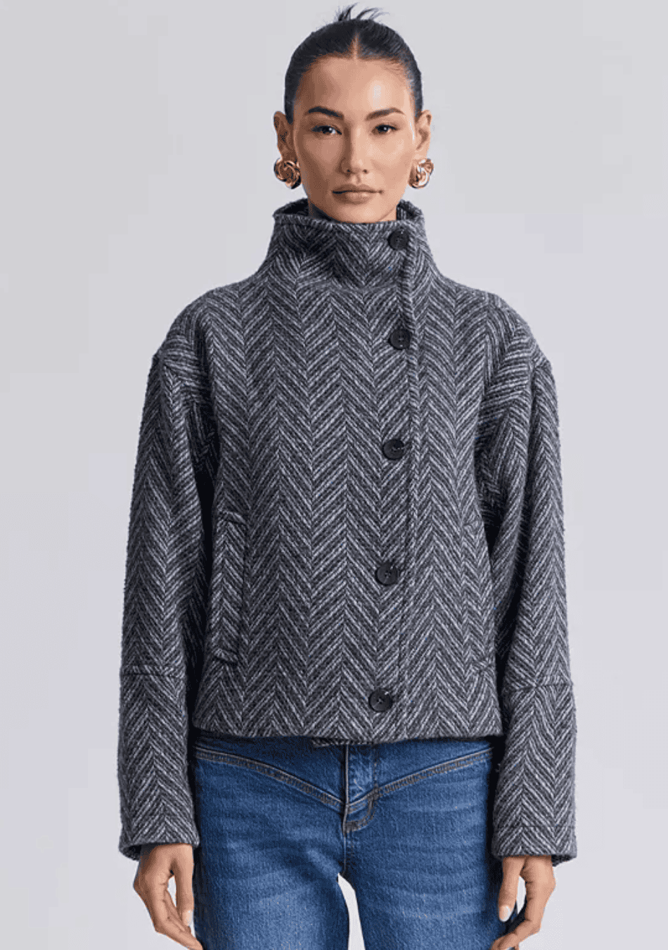 Macy's Women Short Funnel neck wool coat