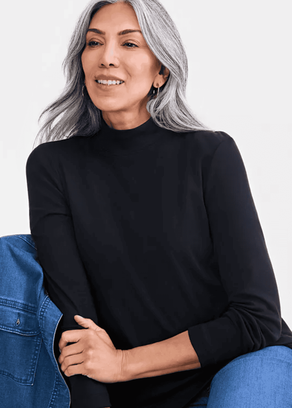 Macy's Women's Cotton Mock-Neck Long-Sleeve Tee