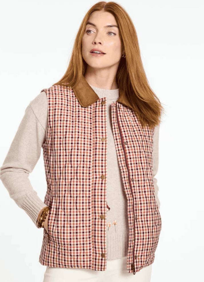 new arrivals talbots plaid quilted vest