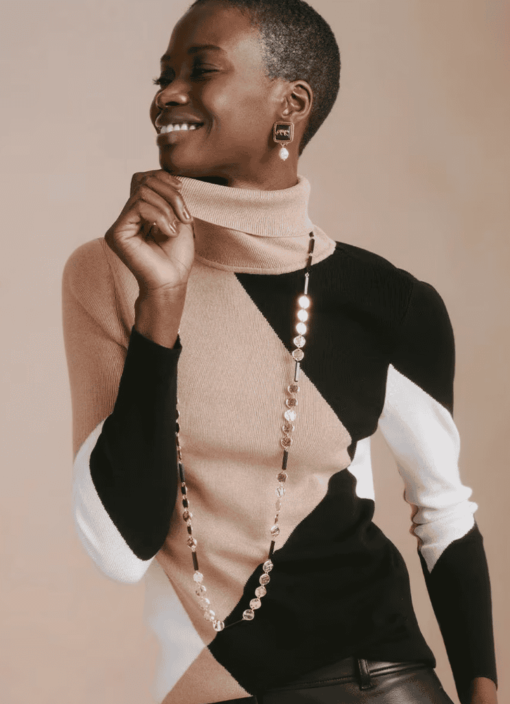 colorblock turtleneck sweater from chico's