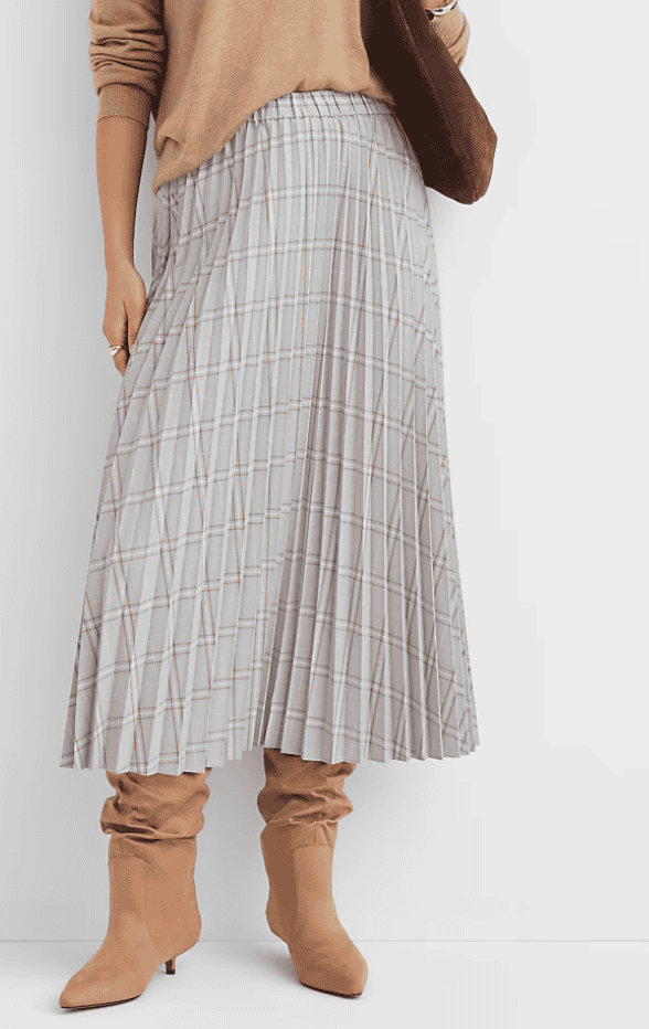 plaid pleated midi skirt from loft
