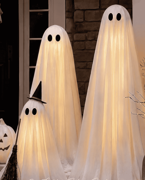 Halloween Decorations Set of 3 Light Up Ghosts with Timer Remote