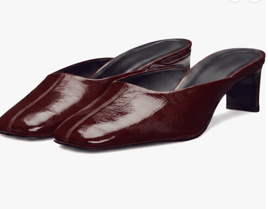 Heeled Mule Heels for Women Square Toe Slip On Block Heel Dress Shoes