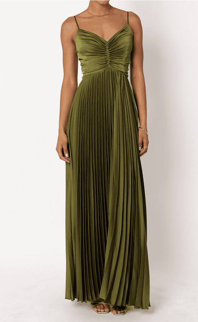 Myclotype Pleated Dress Formal Maxi Solid Bridesmaid Evening