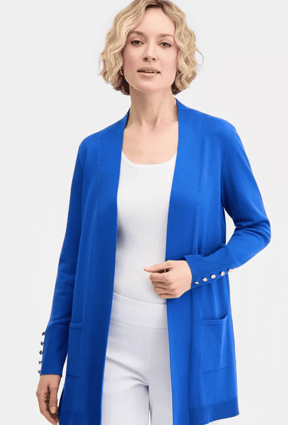 JM Collection Button-Sleeve Flyaway Cardigan Sweater