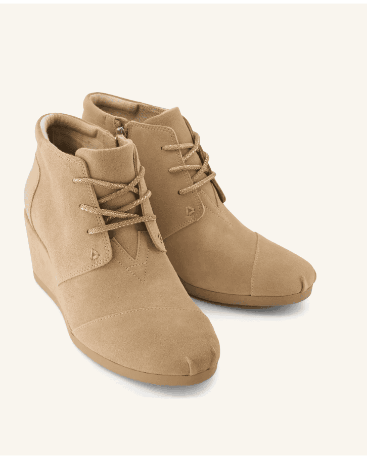 Womens Desert Wedge Ankle Bootie Taupe Suede