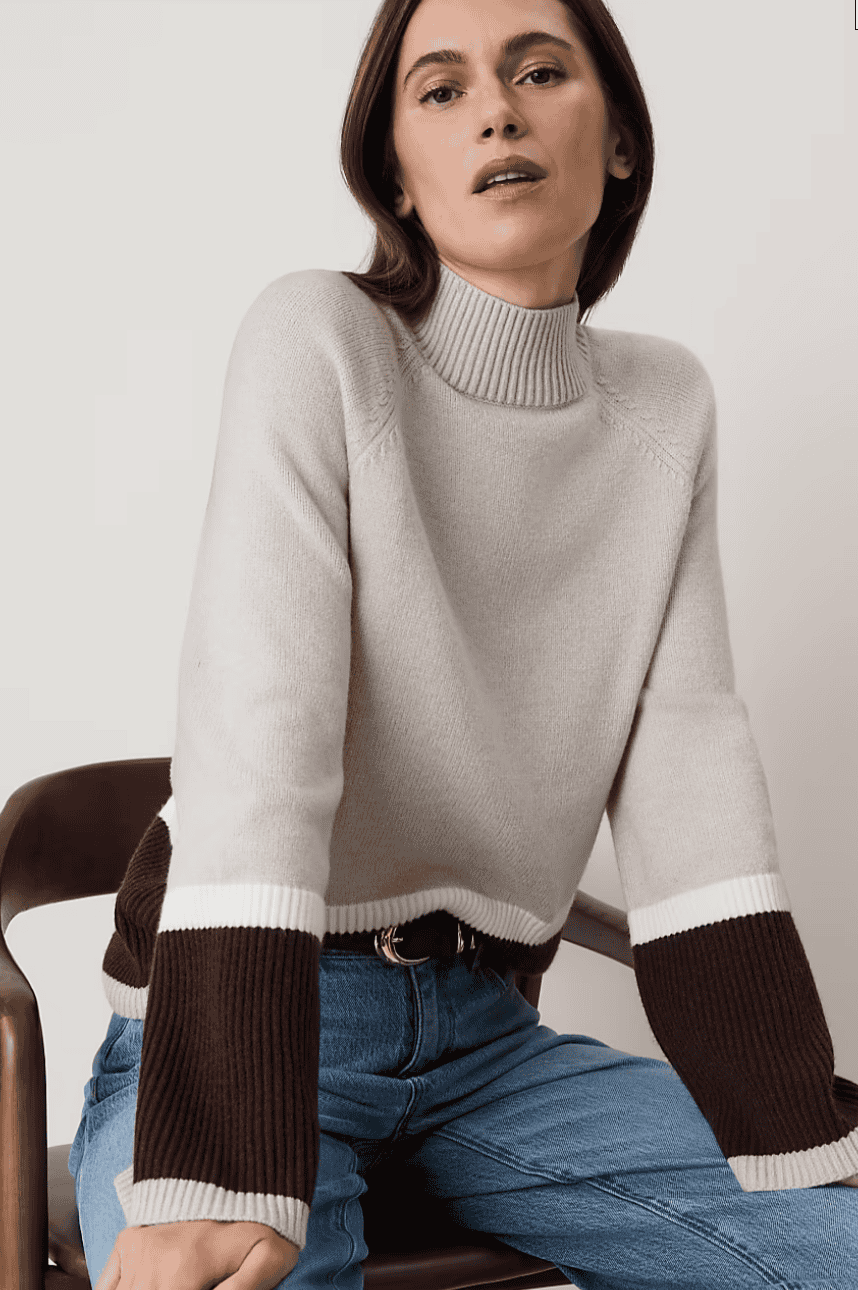 Colorblock Turtleneck Sweater