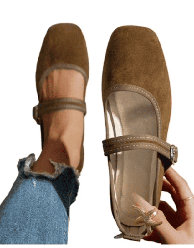 Walmart Women's Ballet Flats Square Toe Velvet Mary Jane Shoes