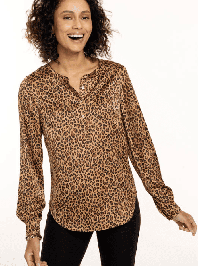 Talbots Soft Satin Charmeuse Top - Fabulous Leopard