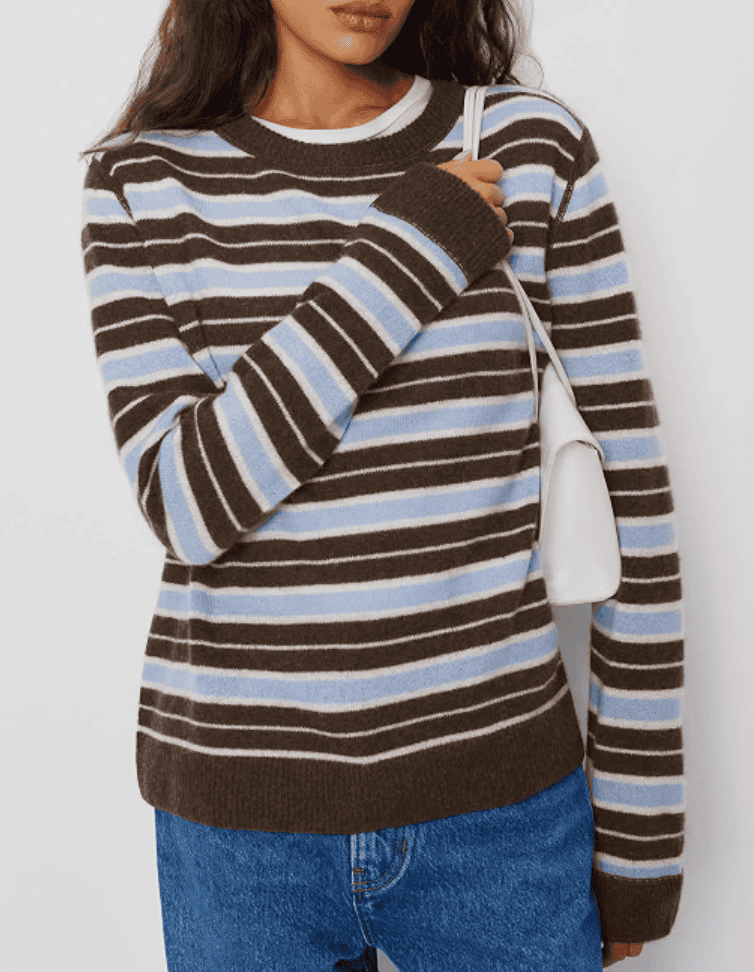 Hixiaohe Women's Casual Striped Sweater Pullover