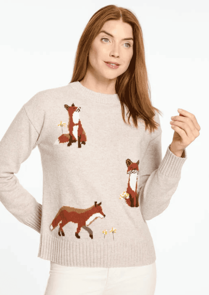 Talbots Fox Crewneck Sweater