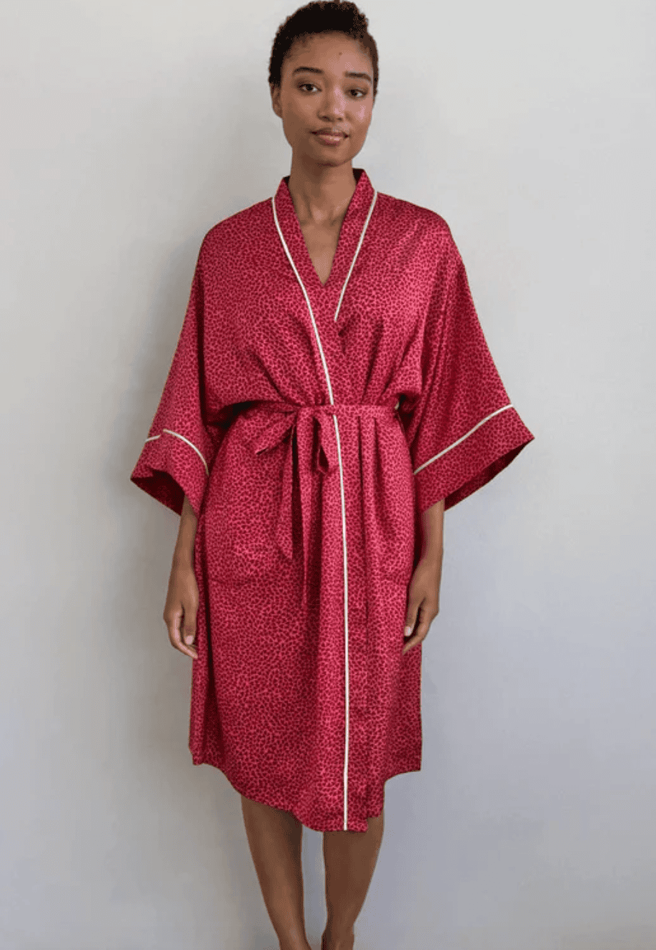 Splendid Mini Heart Toss Satin Silk Robe