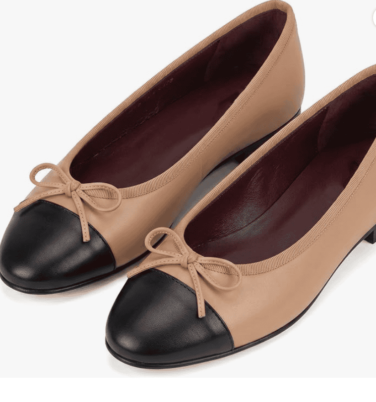 Two-Tone Bow Ballet Flats
