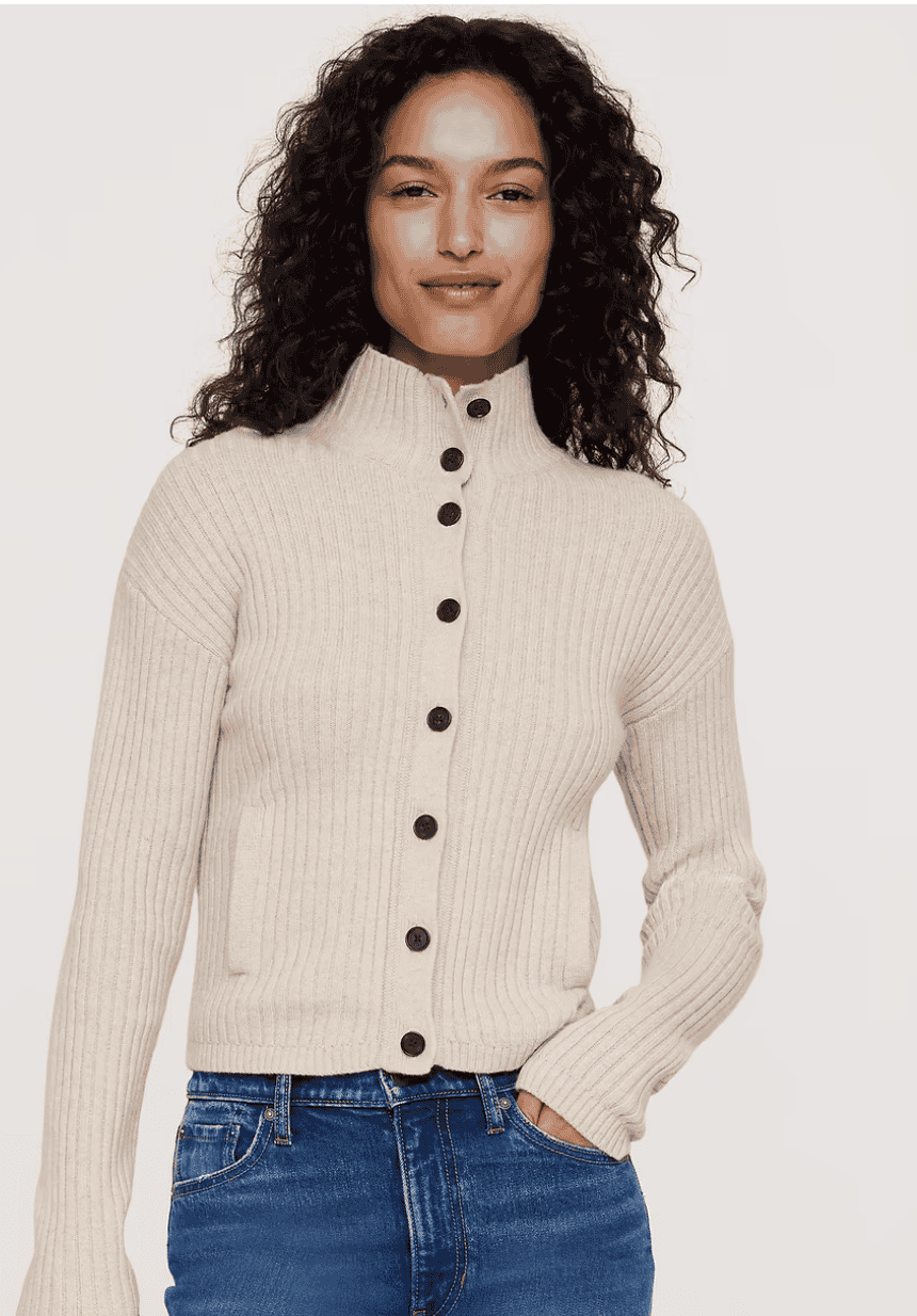 merino cotton mock neck cardigan banana republic