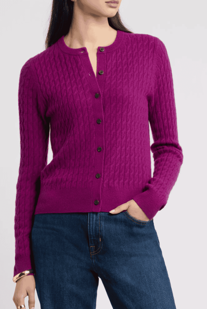 cashmere mini cable cardigan