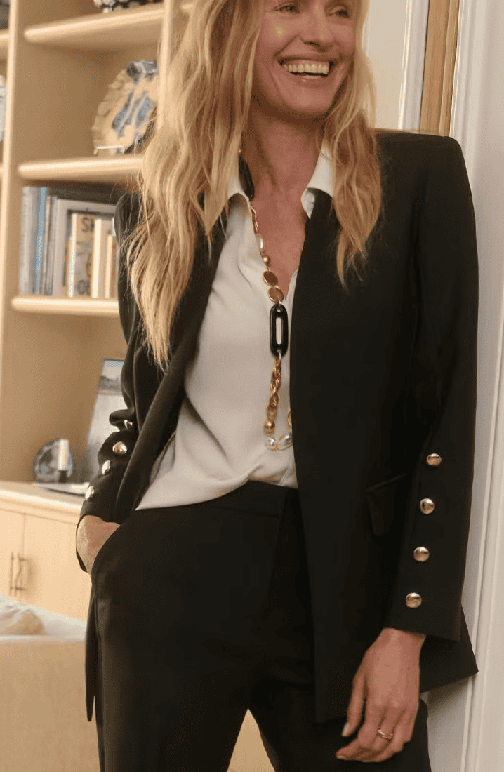 Soft-Stretch Button Detail Blazer