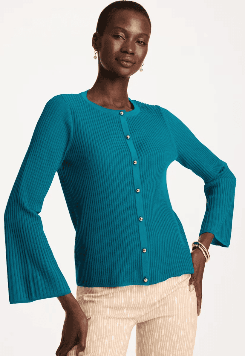 Ribbed Flare Sleeve Sweater