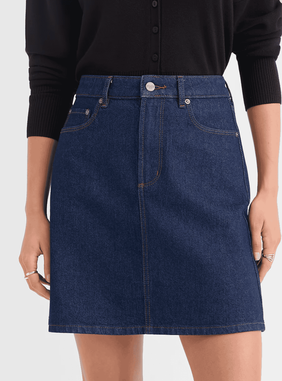 Denim Mini Skirt in Classic Rinse Wash