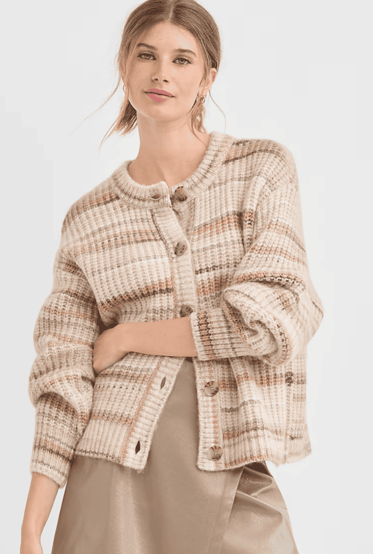 Striped Oversized Chunky Cardigan