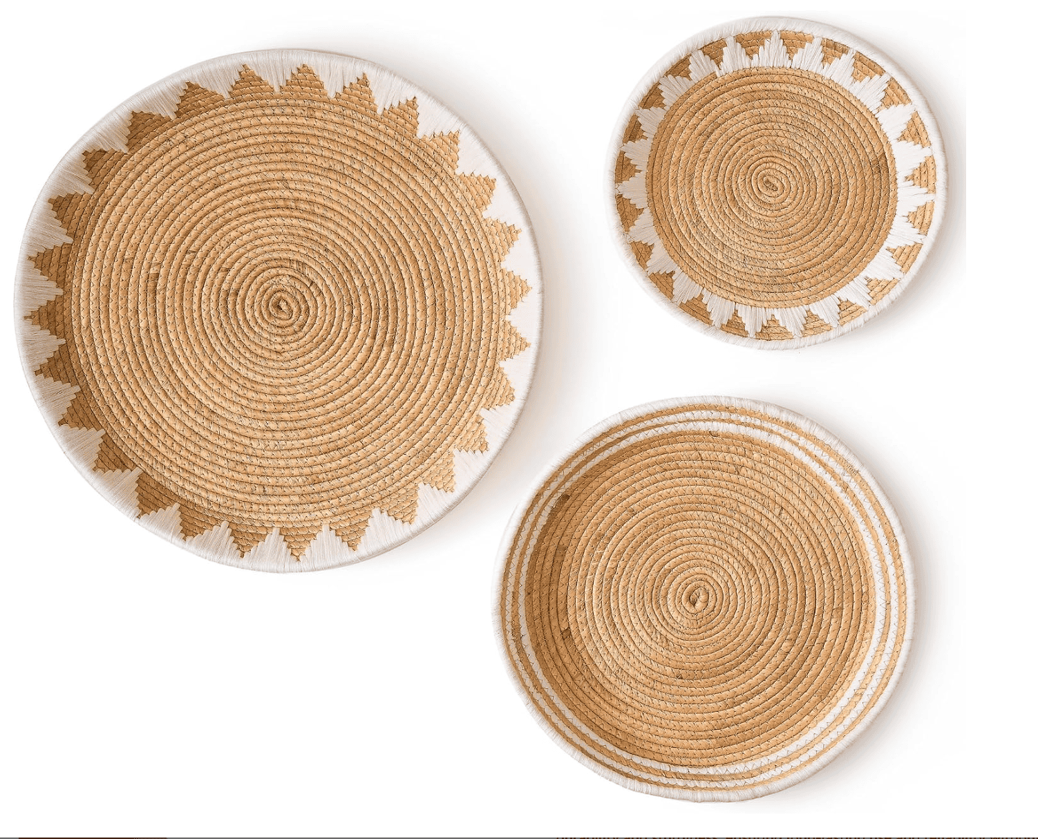 Boho Wicker Wall Baskets, Set of 3