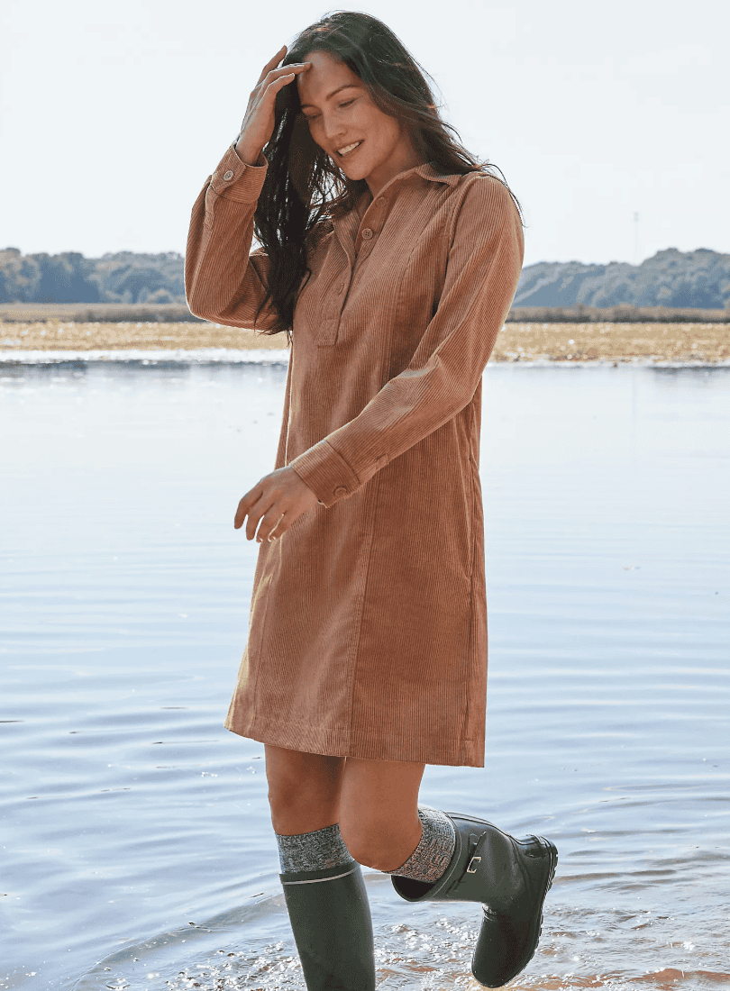 Lands' End Wide Wale Corduroy Popover Shirt Dress