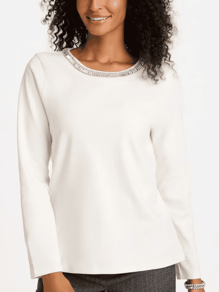 Chico's Embellished Cotton Tee