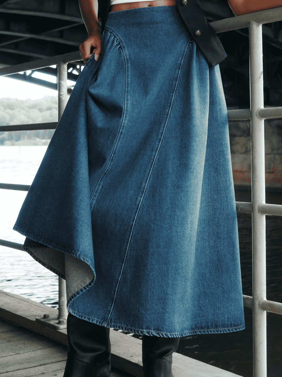 a-line denim skirt