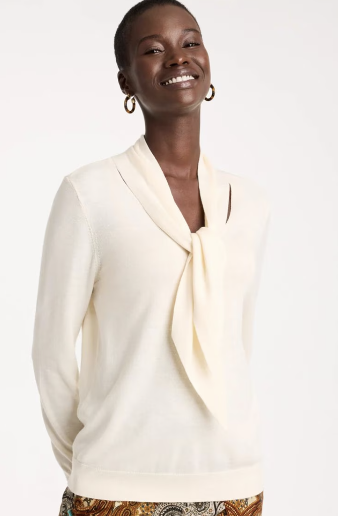 tie neck pullover sweater chicos