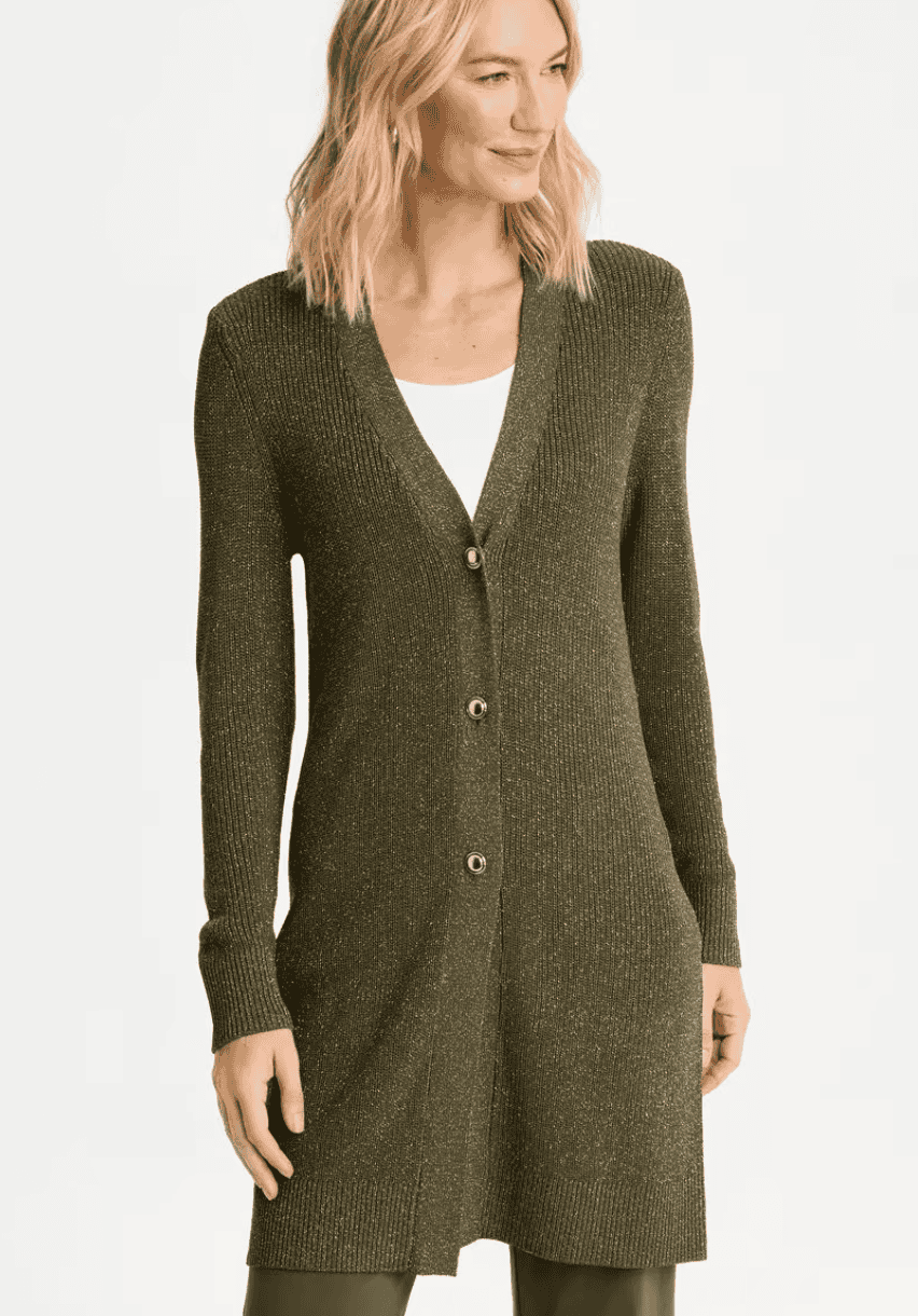 belted button front sweater coatigan