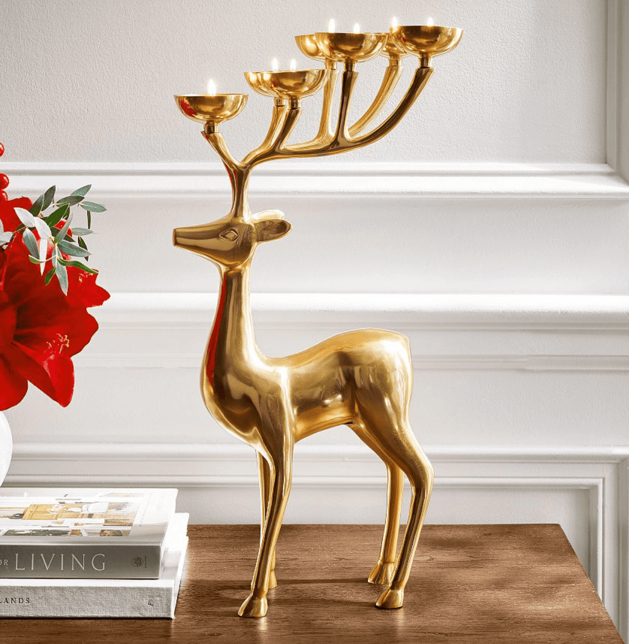 Brass Reindeer Centerpiece