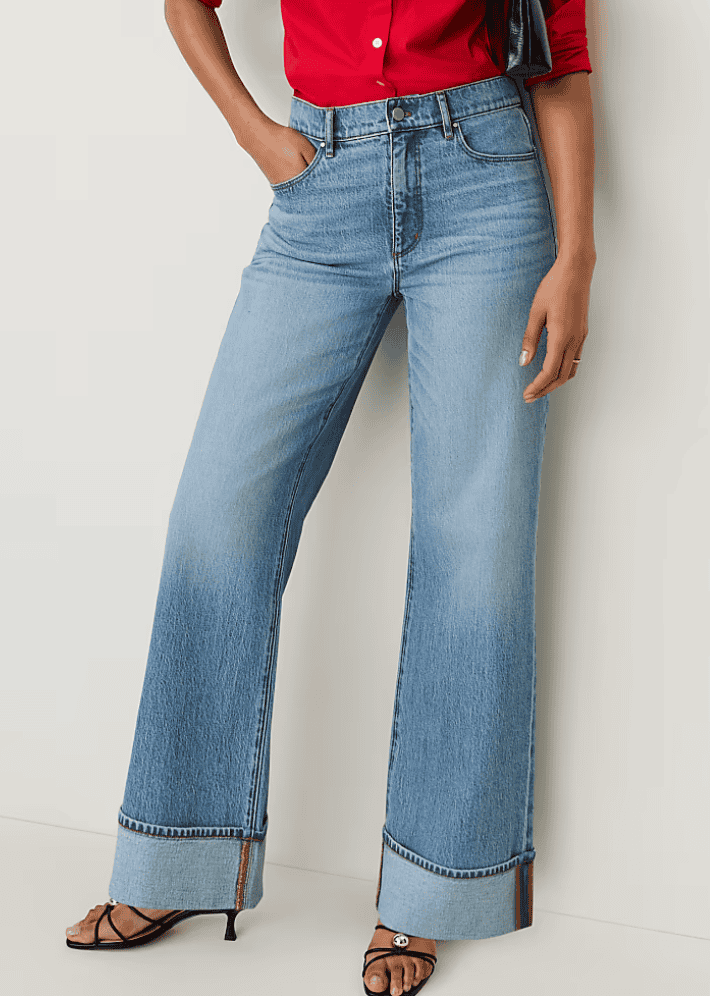 ann taylor cuffed wide leg jean