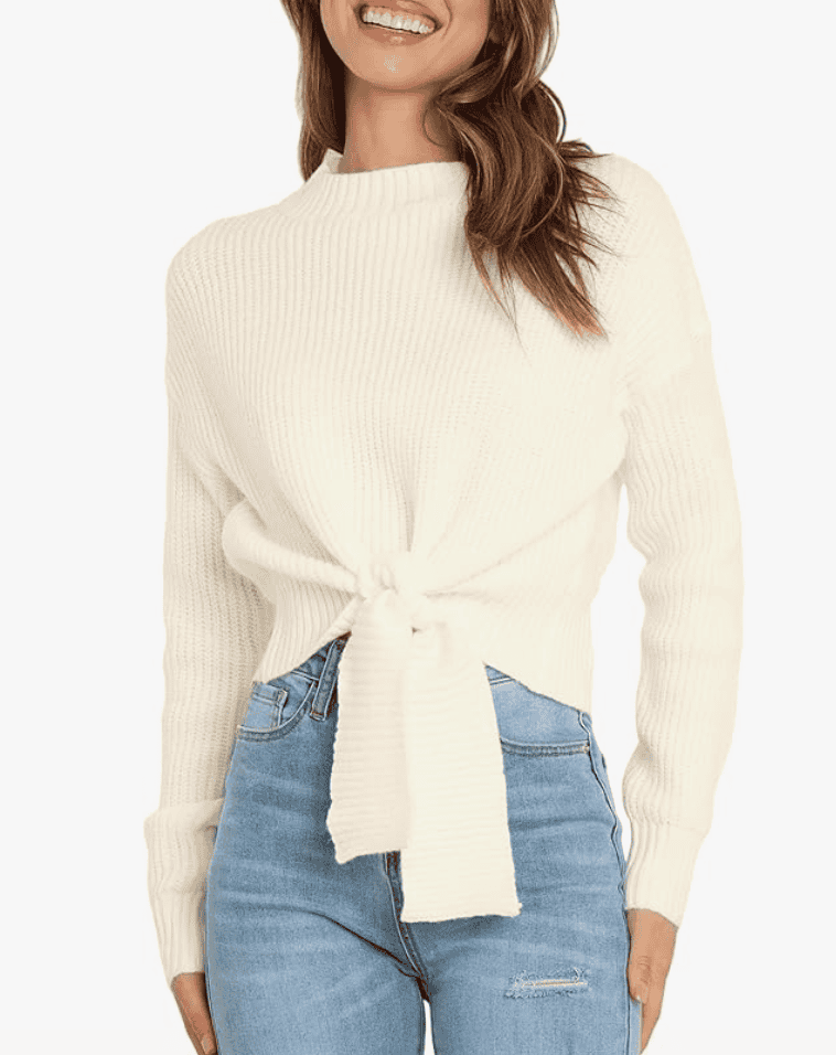 Tie Front Crop Sweater