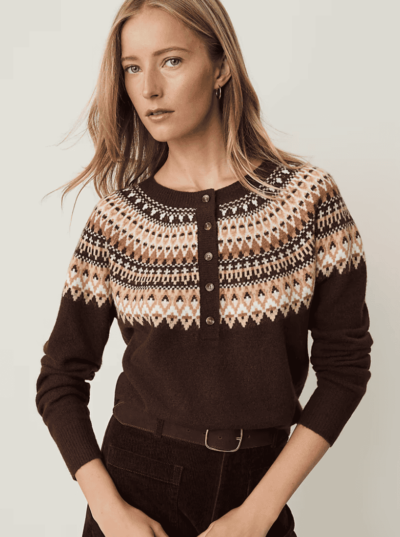 Weekend Fair Isle Henley Sweater