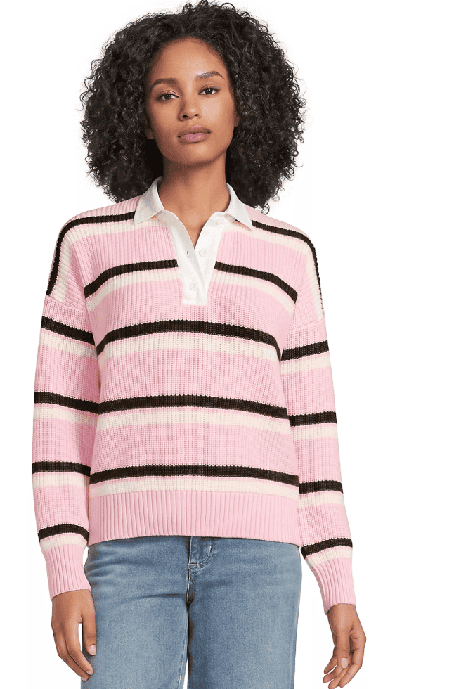 Women's Drifter Rugby with Woven Collar Sweater