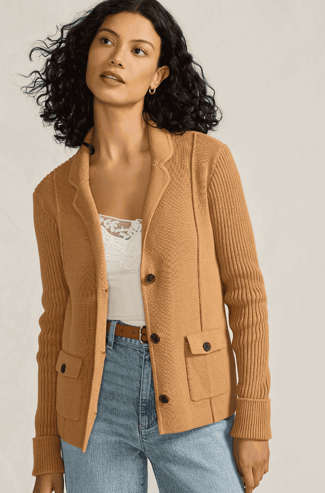 Women's Drifter Ribbed Collared Blazer Sweater