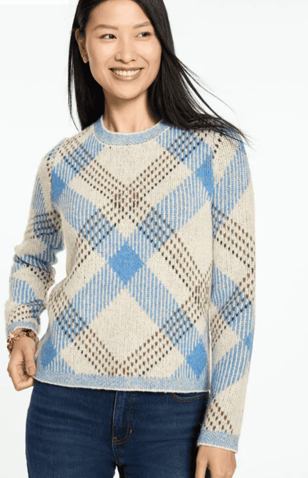 Talbots Plaid Crewneck Sweater