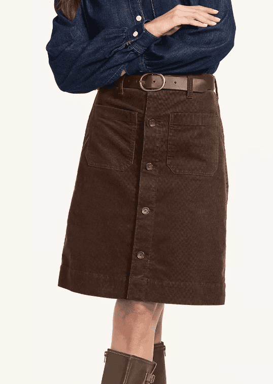 Lands' End Corduroy Button Through Skirt