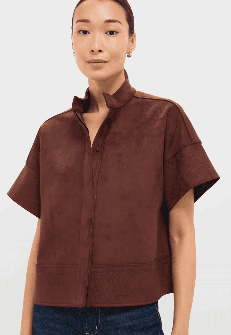 Tuckernuck Ganache Vegan Suede Trapunto Stitch Sofia Shirt
