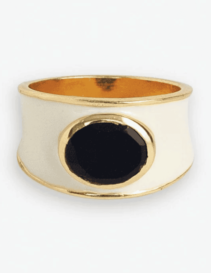 INK+ALLOY Hazel Oval Stone Enamel Band Ring