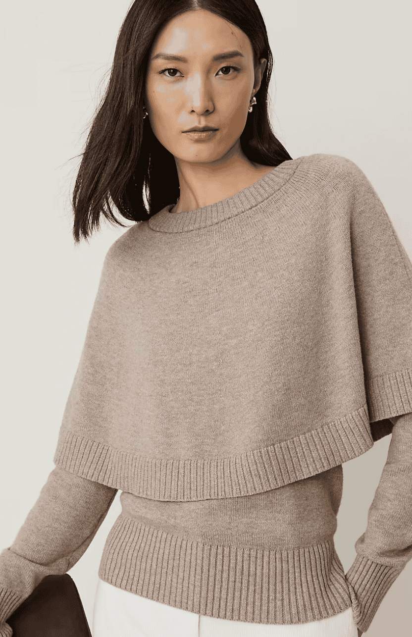 ann taylor layered capelet sweater