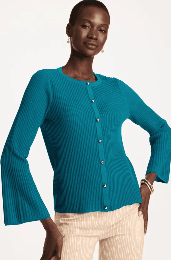 chico's ribbed flare sleeve sweater