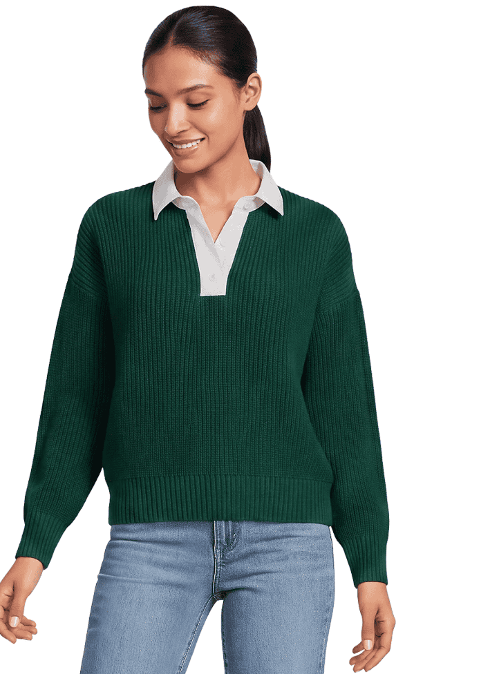 lands' end women's drifter rugby collar sweater